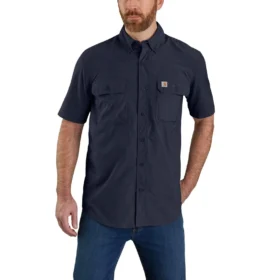 Force Sun Defender™ Chambray-skjorta med avslappnad passform och korta lösärmar för män – solskyddsskjortor