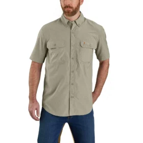 Force Sun Defender™ Chambray-skjorta med avslappnad passform och korta lösärmar för män – solskyddsskjortor