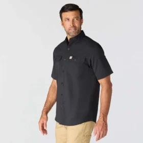 Force Sun Defender™ Chambray-skjorta med avslappnad passform och korta lösärmar för män – solskyddsskjortor