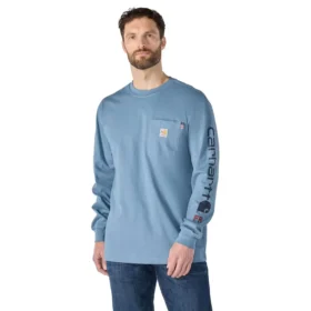 Fr Force Irvine T-shirt för män med lös passform, långa lösärmar och logotyp – flamskyddade skjortor