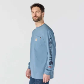 Fr Force Irvine T-shirt för män med lös passform, långa lösärmar och logotyp – flamskyddade skjortor