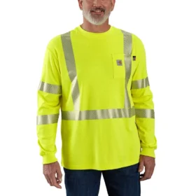 Fr High Visibility Force T-shirt för män, lös passform, med långa lösärmar, klass 3