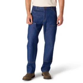 Herrjeans i Crafted-serien med lös passform, raka ben och dubbla knän