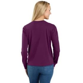 Långärmad T-shirt med Crewneck, ficka och lös passform i Tencel för damer