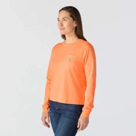 Långärmad T-shirt med Crewneck, ficka och lös passform i Tencel för damer