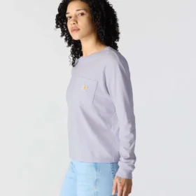 Långärmad T-shirt med Crewneck, ficka och lös passform i Tencel för damer