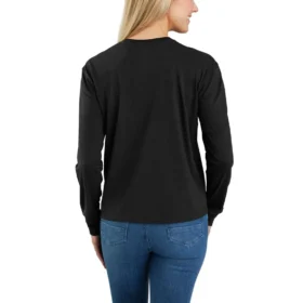 Långärmad T-shirt med Crewneck, ficka och lös passform i Tencel för damer