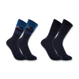 Mellanviktiga Mountain Crew-strumpor i syntet- och ullblandning, 2-pack
